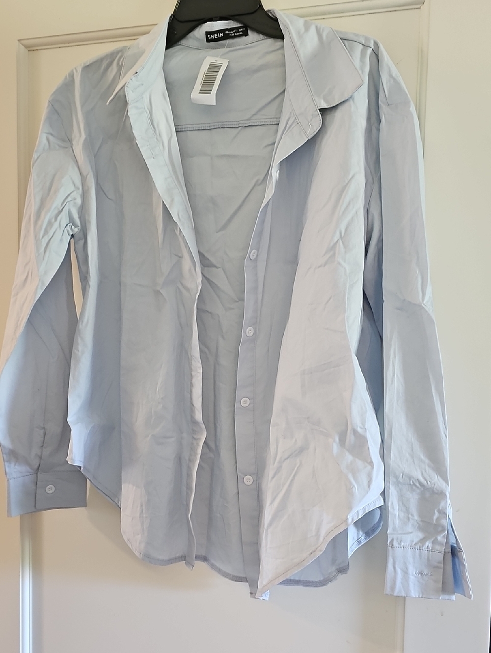 SHEIN Light Blue Men's Long-Sleeve Button-Up Shirt